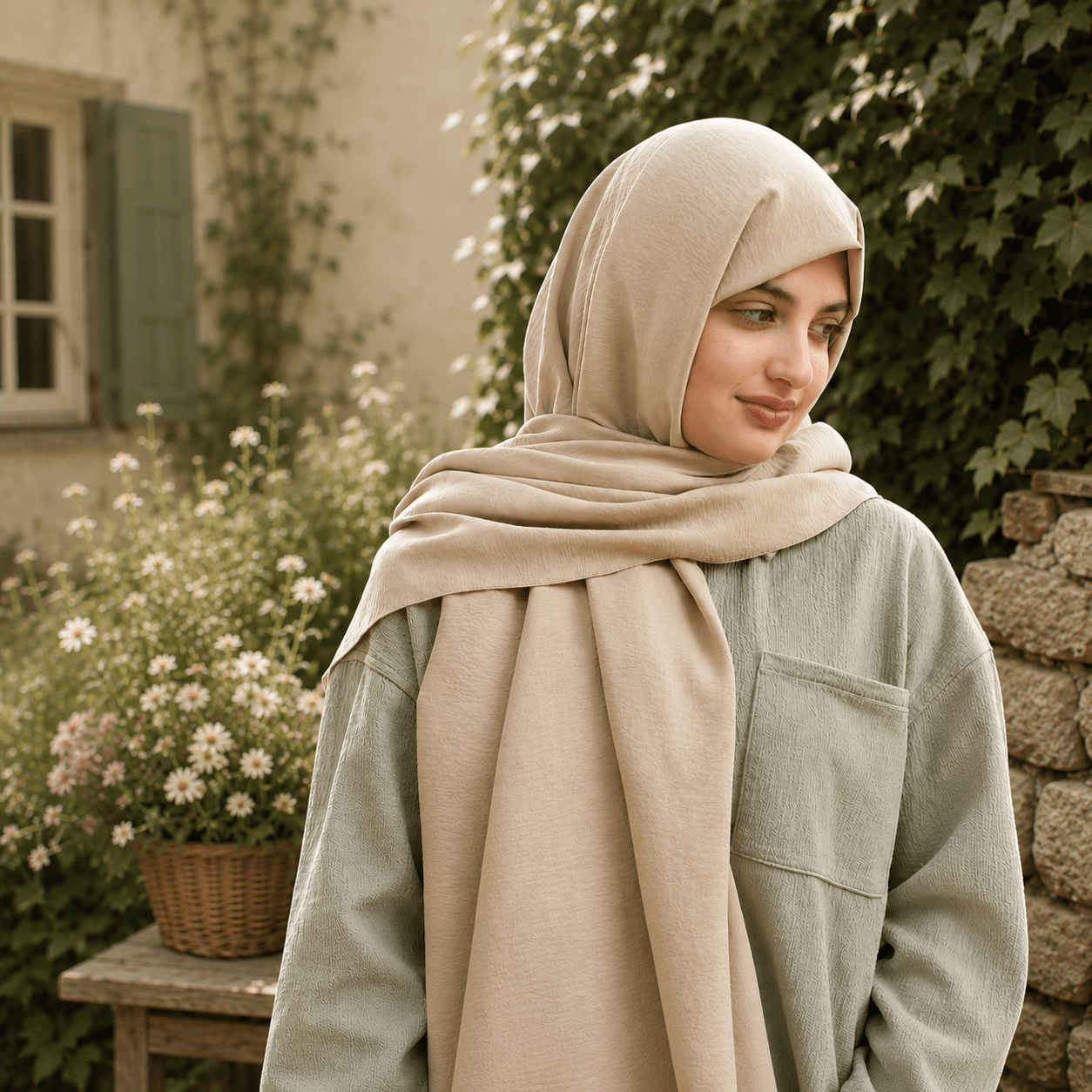 100% Turkish Cotton Hijab - Sand