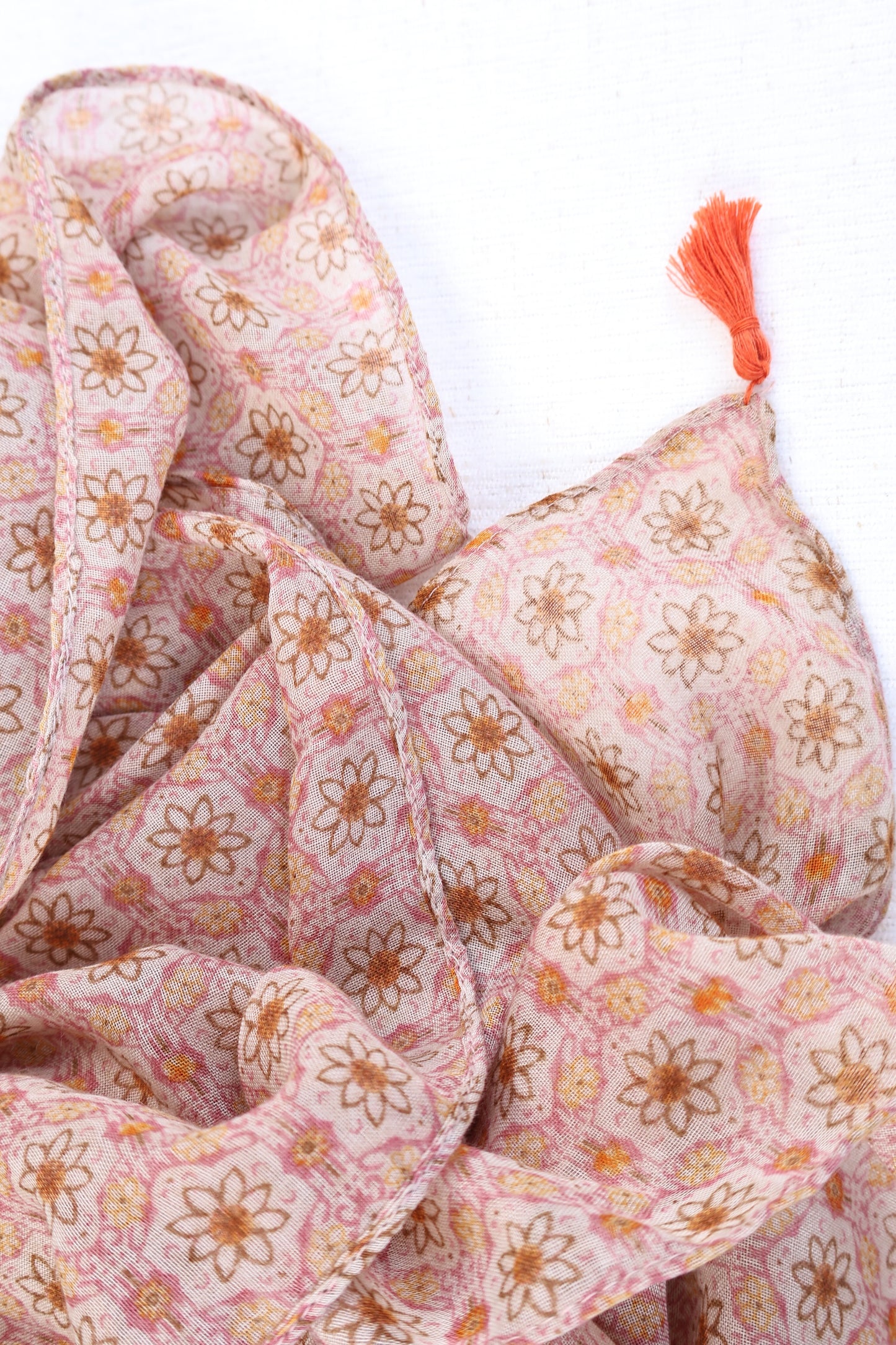 Golden Petals Hijab (with Tassels)