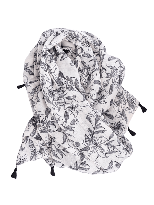 Black Petals Hijab (with Tassels)